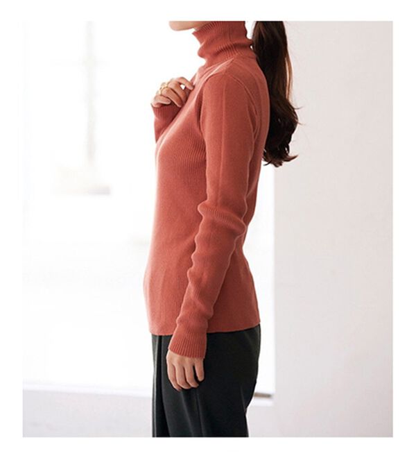 BELLUNA（ベルーナ）の「＜＆ｃｏｃｏｃｈｉ＞ハピネスコットン100％&times;吸湿発熱リブタートルニット（ニット・セーター）」｜詳細画像