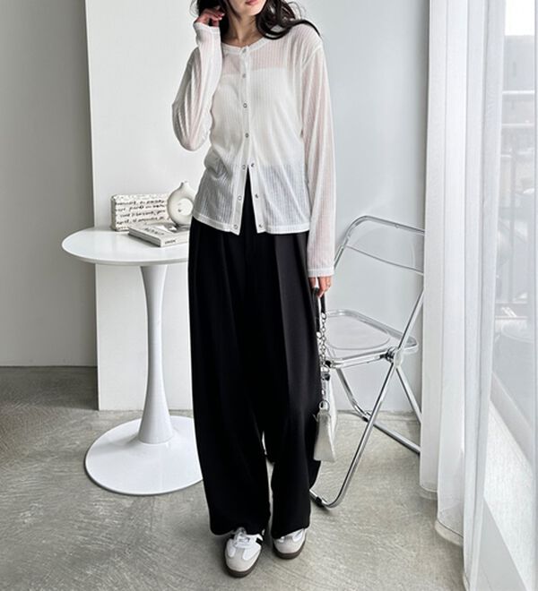 GeeRA（ジーラ）の「カーデにもなる前後２ＷＡＹシアーリブトップス（カットソー）」｜詳細画像