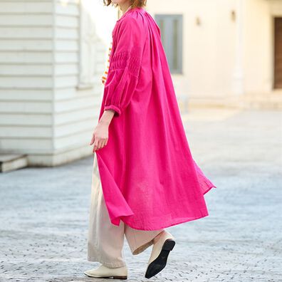 RANAN（ラナン）の「綿１００％袖タックチュニックワンピース（その他ワンピース）」