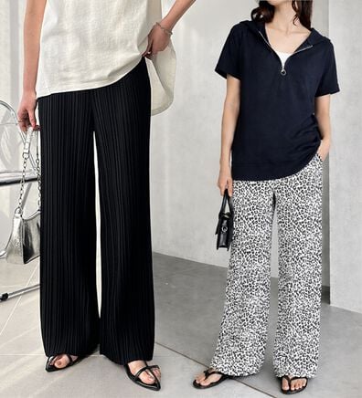 GeeRA（ジーラ）の「【細見え/丈調整ＯＫ】虜になるプリーツパンツ（フルレングスパンツ）」