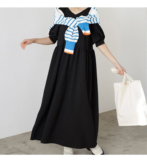 GeeRA（ジーラ）の「ワッシャー素材パフスリーブワンピース（その他ワンピース）」｜詳細画像