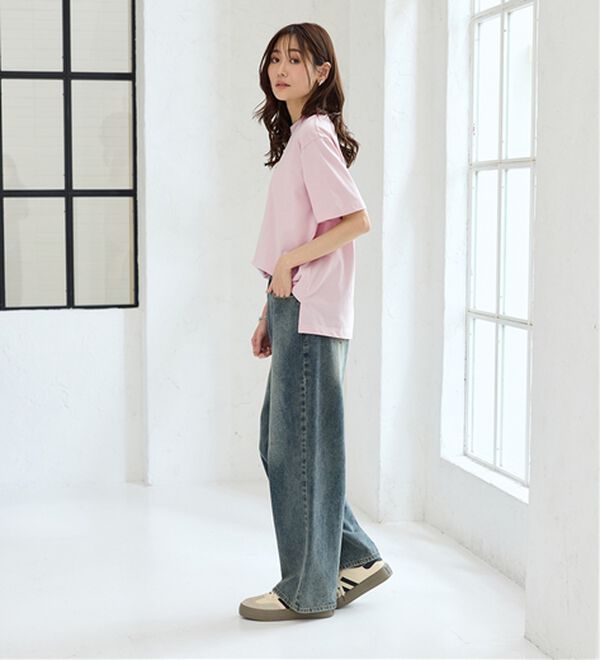 BELLUNA（ベルーナ）の「【汗ジミ対策◎】＜エアリーアイスコットン＞オーバーサイズＴシャツ【選べる袖丈】（カットソー）」｜詳細画像