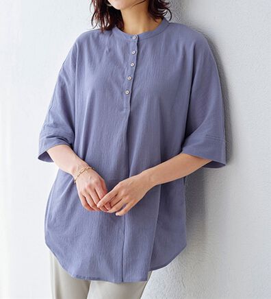 BELLUNA（ベルーナ）の「綿１００％ワッシャー素材ゆったりドルマンブラウス（ブラウス）」
