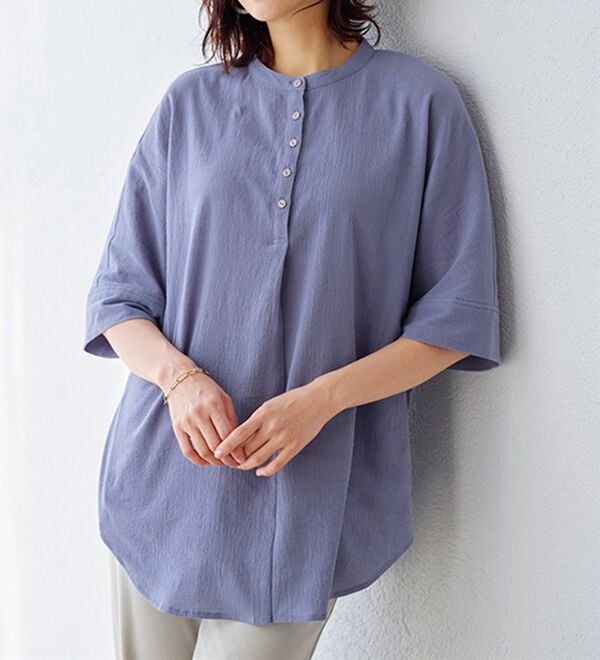 BELLUNA（ベルーナ）の「綿１００％ワッシャー素材ゆったりドルマンブラウス（ブラウス）」｜詳細画像