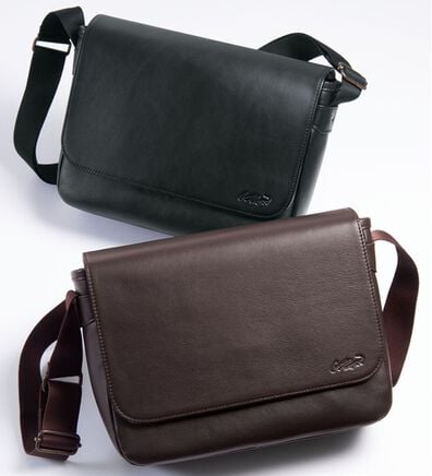 「＜クロコダイル＞レザーフラップショルダー（メンズショルダーバッグ）」