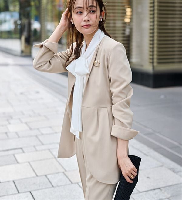 RANAN（ラナン）の「＜２点セット＞ラウンドヘムジャケットセットアップ（パンツスーツ）」｜詳細画像