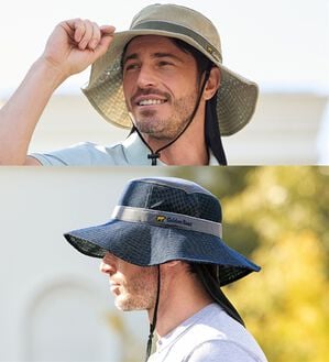 「＜ゴールデンベア＞画期的なメッシュ構造の涼風ハット（メンズ帽子）」｜2色組