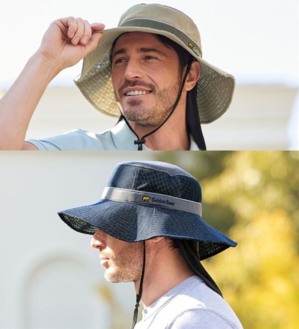 「＜ゴールデンベア＞画期的なメッシュ構造の涼風ハット（メンズ帽子）」｜2色組