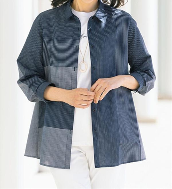 ルフラン（ルフラン）の「【２色組】日よけに便利な綿１００％シャツジャケット（シャツ）」｜詳細画像