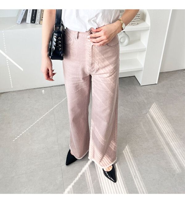 GeeRA（ジーラ）の「オリジナルパッチハイウエストデニム（ワイドパンツ・ガウチョ）」｜詳細画像