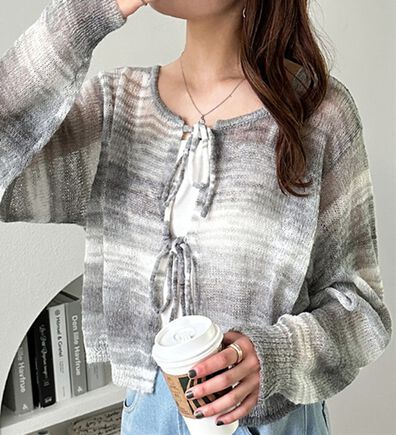 GeeRA（ジーラ）の「フロントリボンシアーニットカーディガン（ニットカーディガン）」