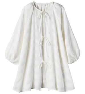 ルフラン（ルフラン）の「ゆるぽわ＊綿１００％リボンブラウス（ブラウス）」｜オフ白