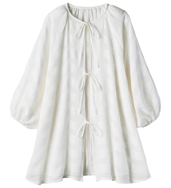 ルフラン（ルフラン）の「ゆるぽわ＊綿１００％リボンブラウス（ブラウス）」｜オフ白