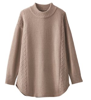 BELLUNA（ベルーナ）の「サイドケーブル柄ニットチュニック（チュニック）」｜モカ