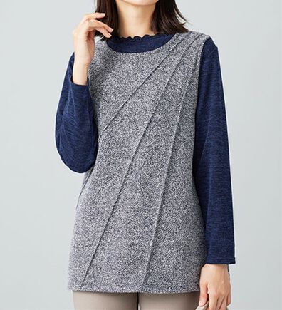 BELLUNA（ベルーナ）の「ブークレ素材タックデザインアンサンブル（アンサンブル）」