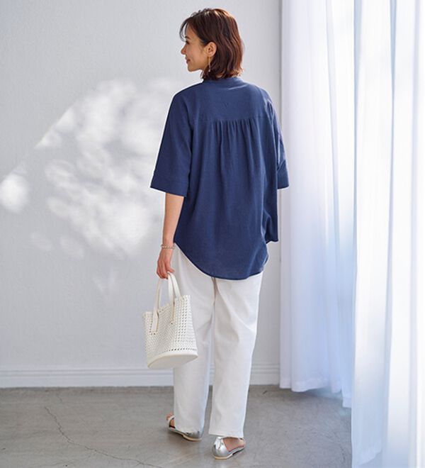 BELLUNA（ベルーナ）の「綿１００％ワッシャー素材ゆったりドルマンブラウス（ブラウス）」｜詳細画像