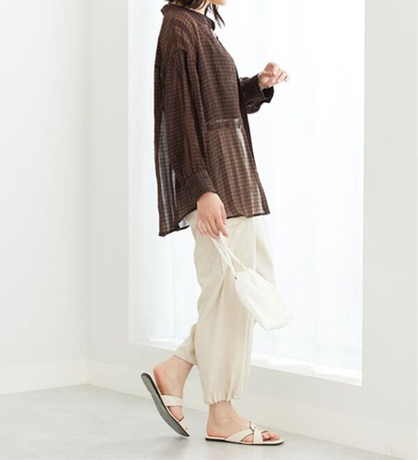 BELLUNA（ベルーナ）の「シアーチェック素材シャツチュニック（チュニック）」｜詳細画像