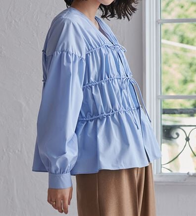 RANAN（ラナン）の「フロントリボンギャザーシャツ（シャツ）」