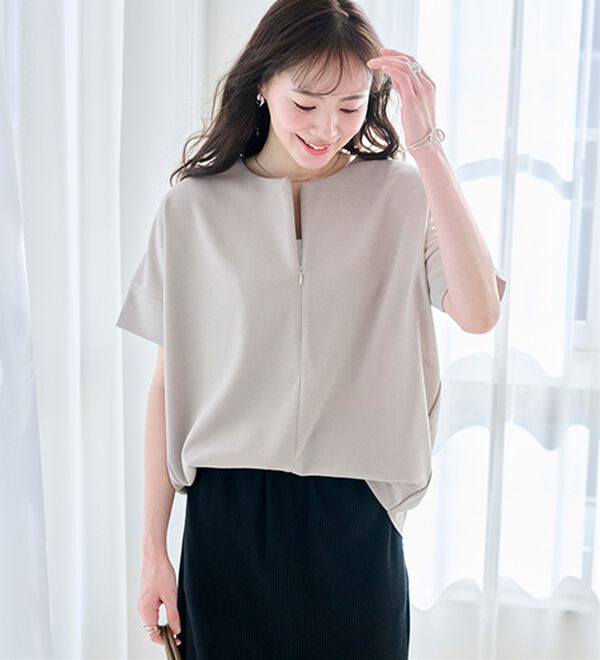 RANAN（ラナン）の「【4つの機能付】ひんやりハーフジップコクーンチュニック（チュニック）」｜詳細画像