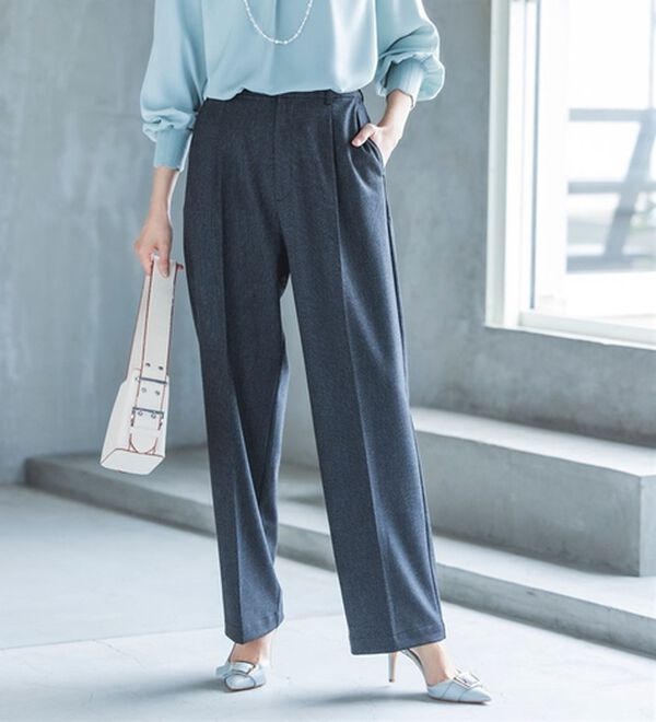 RANAN（ラナン）の「静電気防止・抗菌防臭！キレイ見えにこだわったワイドパンツ（フルレングスパンツ）」｜グレー系