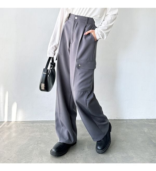 GeeRA（ジーラ）の「タックワイドストレートカーゴパンツ（フルレングスパンツ）」｜詳細画像