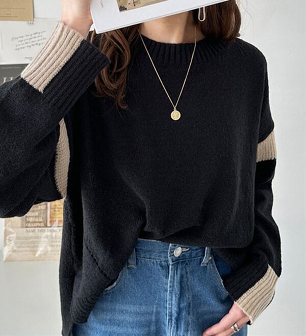 GeeRA（ジーラ）の「配色ラインニットプルオーバー（ニット・セーター）」｜詳細画像