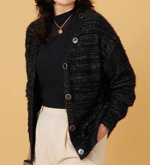 BELLUNA（ベルーナ）の「上品見え！ふんわりシャギーカーディガン（ニットカーディガン）」｜詳細画像