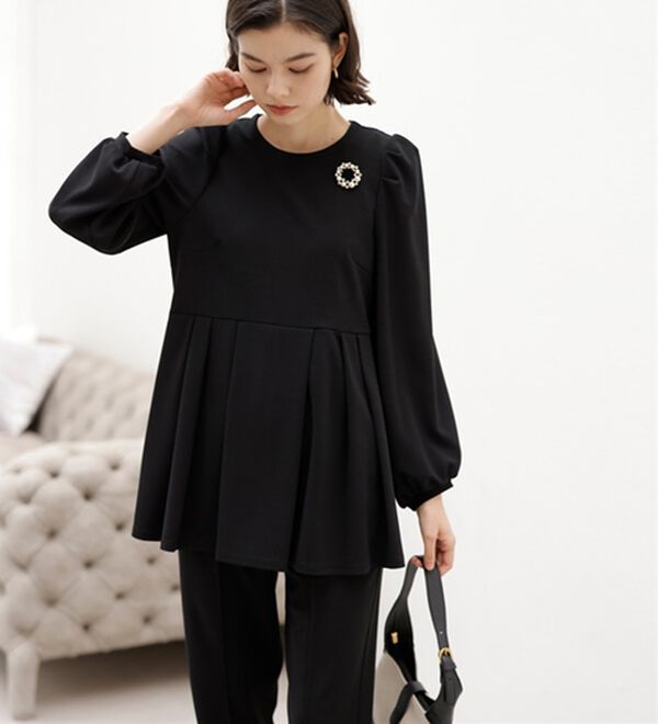 GeeRA（ジーラ）の「【２点セット】２ＷＡＹプリーツ切替ブラウスセットアップ（ブラウススーツ）」｜詳細画像