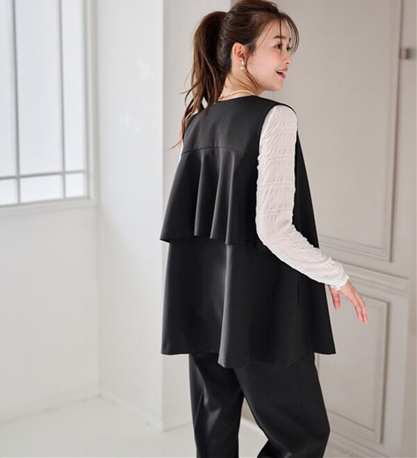 RANAN（ラナン）の「【２点セット】洗える！多機能バックフリルベストセットアップ（パンツスーツ）」｜詳細画像