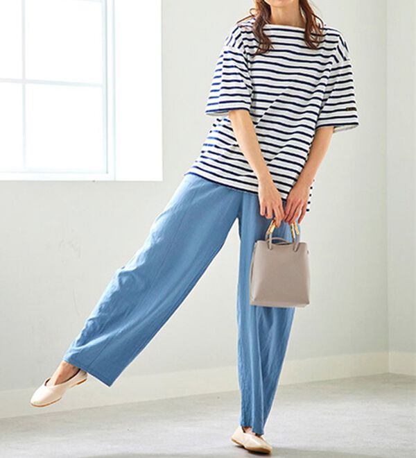 BELLUNA（ベルーナ）の「レーヨン麻入りゆったりワイドパンツ（フルレングスパンツ）」｜詳細画像