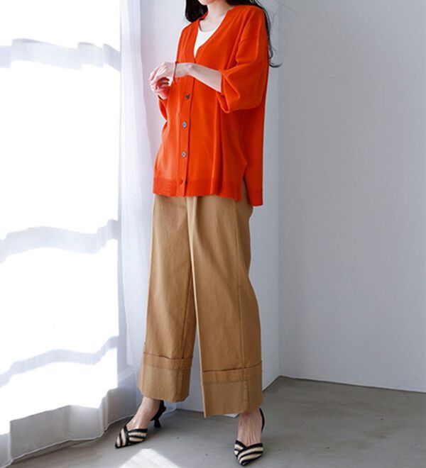 RANAN（ラナン）の「洗える！キレイ見え！ワイドシルエットＶネックカーディガン（ニットカーディガン）」｜詳細画像