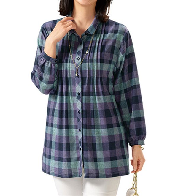 ルフラン（ルフラン）の「【３色組】かすれチェックのカットソーブラウス＜ティナー＞（ブラウス）」｜詳細画像