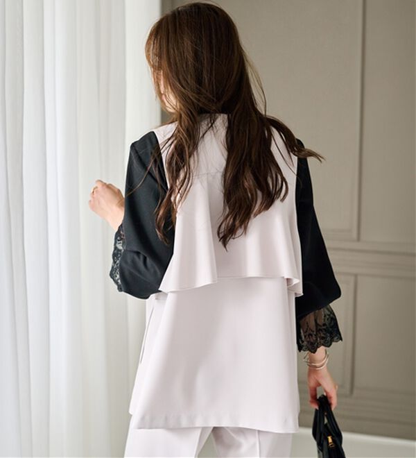 RANAN（ラナン）の「【２点セット】洗える！多機能バックフリルベストセットアップ（パンツスーツ）」｜詳細画像