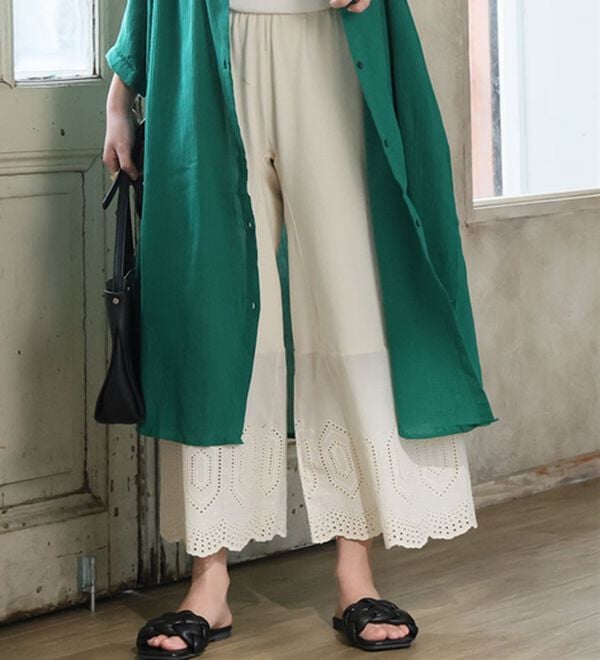 A HAPPY MARILYN（アハッピーマリリン）の「【３丈から選べる】脱！股ずれ宣言！裾レースぺチパンツ（肌着・インナーウェア）」｜ダイヤ柄／アイボリー