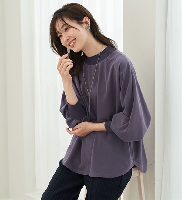 BELLUNA（ベルーナ）の「Ｔシャツ感覚なのにきちんとブラウス見え！カットジョーゼットプルオーバー（ブラウス）」｜詳細画像