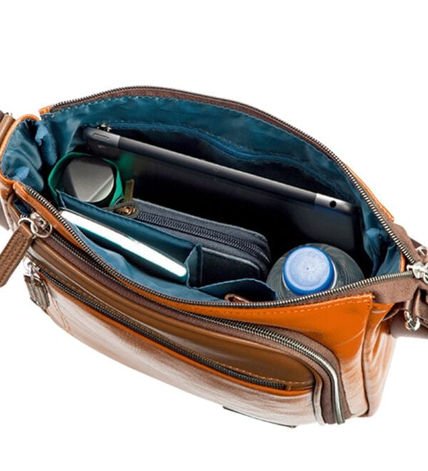 「＜クロコダイル＞トリプルファスナーショルダー（メンズショルダーバッグ）」｜詳細画像