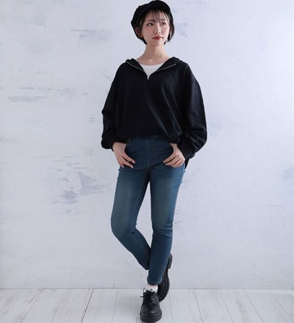 A HAPPY MARILYN（アハッピーマリリン）の「【Ｍ～８Ｌ】【選べる丈】魔法の美ライン ストレッチ スキニー デニムパンツ（スリム・スキニーパンツ）」｜詳細画像