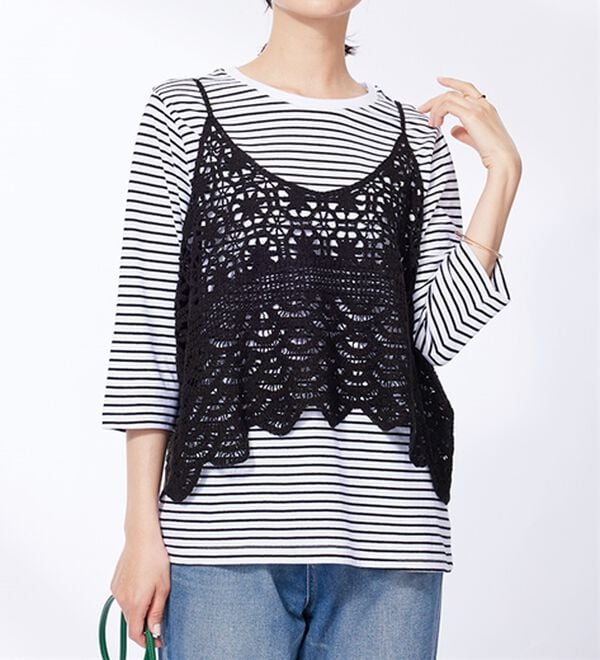 BELLUNA（ベルーナ）の「かぎ針風ビスチェアンサンブル（アンサンブル）」｜詳細画像