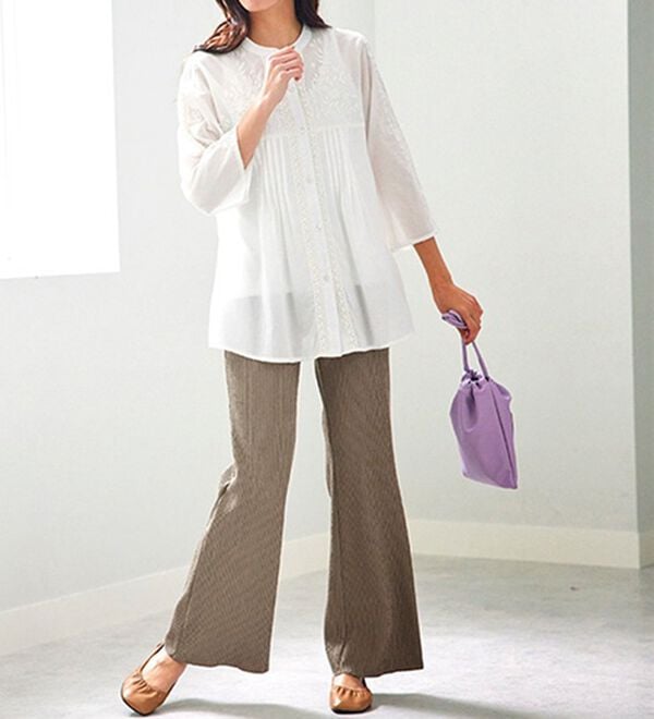 BELLUNA（ベルーナ）の「ランダムクレープパンツ（フルレングスパンツ）」｜詳細画像