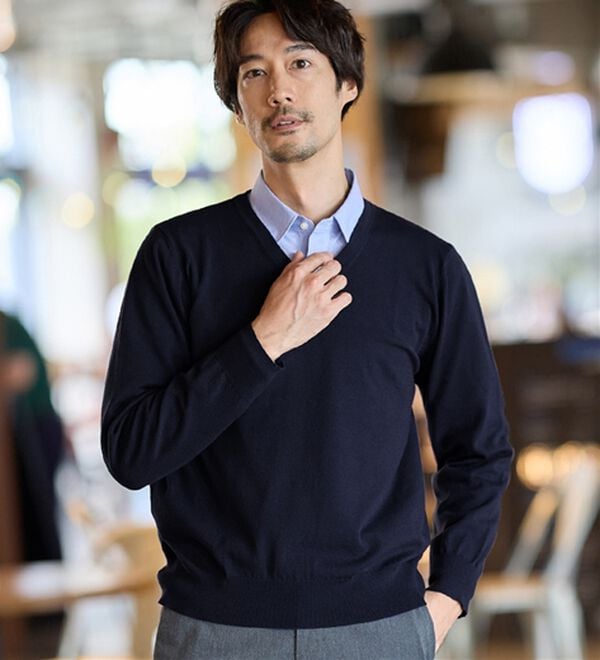 REMEN'S（リメンズ）の「【洗える】やわらかタッチＶネックセーター（メンズニット・セーター）」｜詳細画像