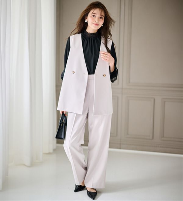 RANAN（ラナン）の「【２点セット】洗える！多機能バックフリルベストセットアップ（パンツスーツ）」｜詳細画像