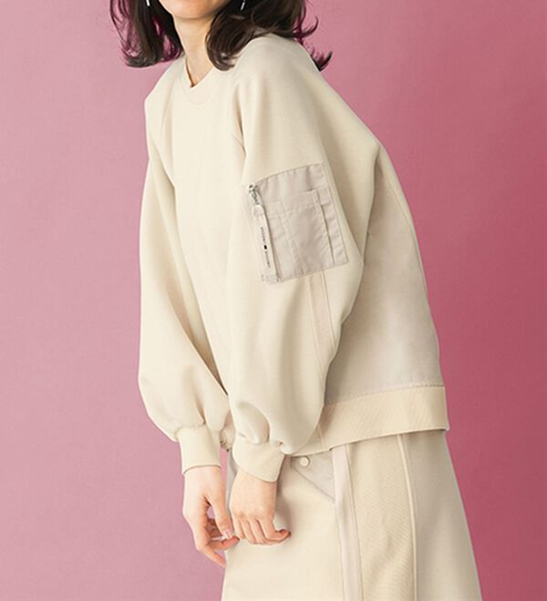 BELLUNA（ベルーナ）の「【ＳＭＡＲＴ　ＥＣＯ　ＪＥＲＳＥＹ】異素材切替プルオーバー（カットソー）」｜アイボリー