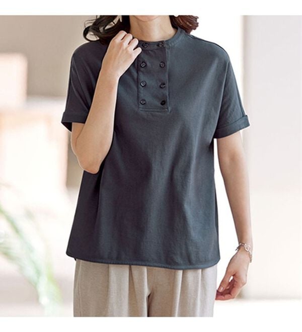 BELLUNA（ベルーナ）の「【３枚組】強撚綿１００％デザインブラウス（ブラウス）」｜詳細画像