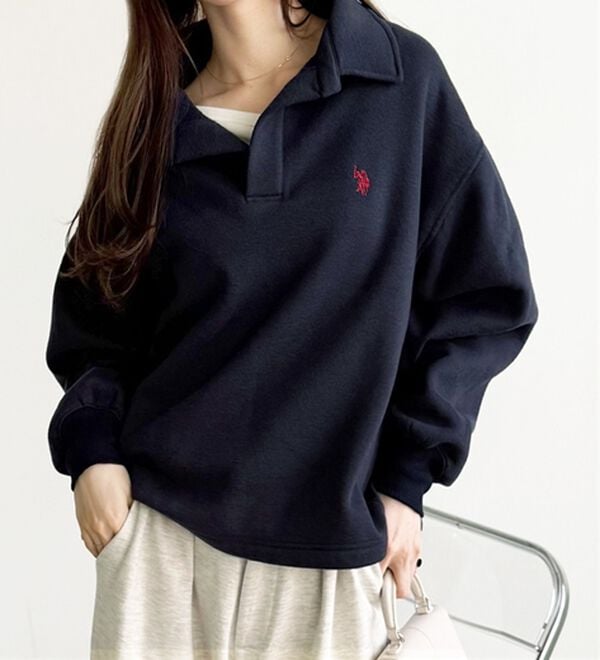GeeRA（ジーラ）の「【U.S.POLO ASSN.】表ピーチポロ衿スウェット（カットソー）」｜詳細画像