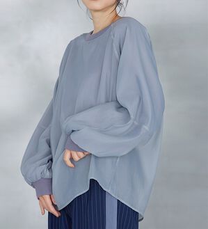 RANAN（ラナン）の「裏起毛シアー素材レイヤードスウェット（カットソー）」｜グレー