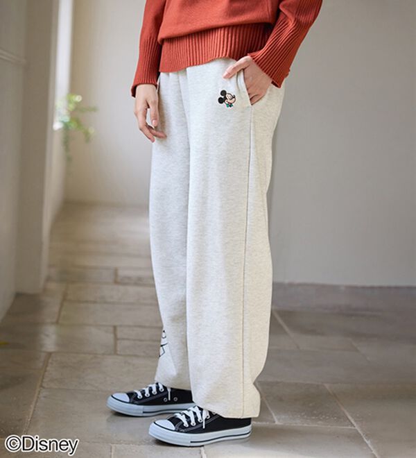 BELLUNA（ベルーナ）の「＜Ｄｉｓｎｅｙ＞【ミッキー】ロゴプリント裏起毛スウェットパンツ（ワイドパンツ・ガウチョ）」｜詳細画像
