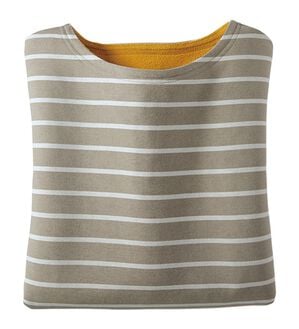 BELLUNA（ベルーナ）の「裏フリース配色プルオーバー（カットソー）」｜ボーダー(モカ／白)