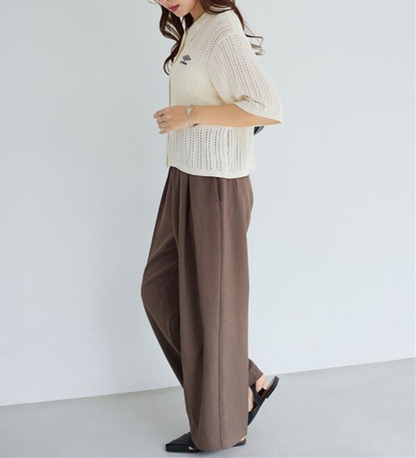 Viola e Viola（ヴィオラ エ ヴィオラ）の「【アンブロ】透かし編みポロカーディガン（ニットカーディガン）」｜詳細画像