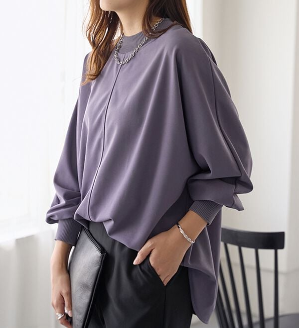 BELLUNA（ベルーナ）の「Ｔシャツ感覚なのにきちんとブラウス見え！カットジョーゼットプルオーバー（カットソー）」｜詳細画像