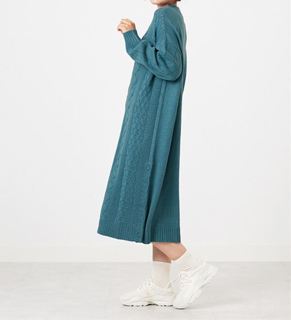 BELLUNA（ベルーナ）の「ケーブル柄ロング丈ニットワンピース（ニットワンピース）」｜詳細画像